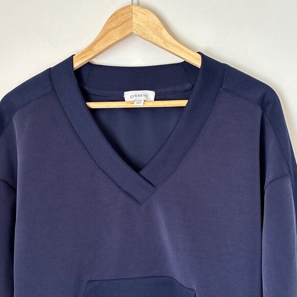Evereve Vneck Minimalist Classic Navy Sweatshirt w/pocket Women's Size XS *L56 - Picture 3 of 16